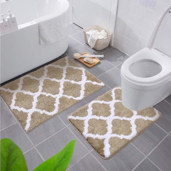 Homaxy Antislip badmatset, 2-delig, microvezel, absorberend, zacht, hoogpolig, 40 x 60 cm 50 x 80 cm, zwart/grijs Homaxy Antislip badmatset, 2-delig, microvezel, absorberend, zacht, hoogpolig, 40 x 60 cm 50 x 80 cm, zwart/grijs