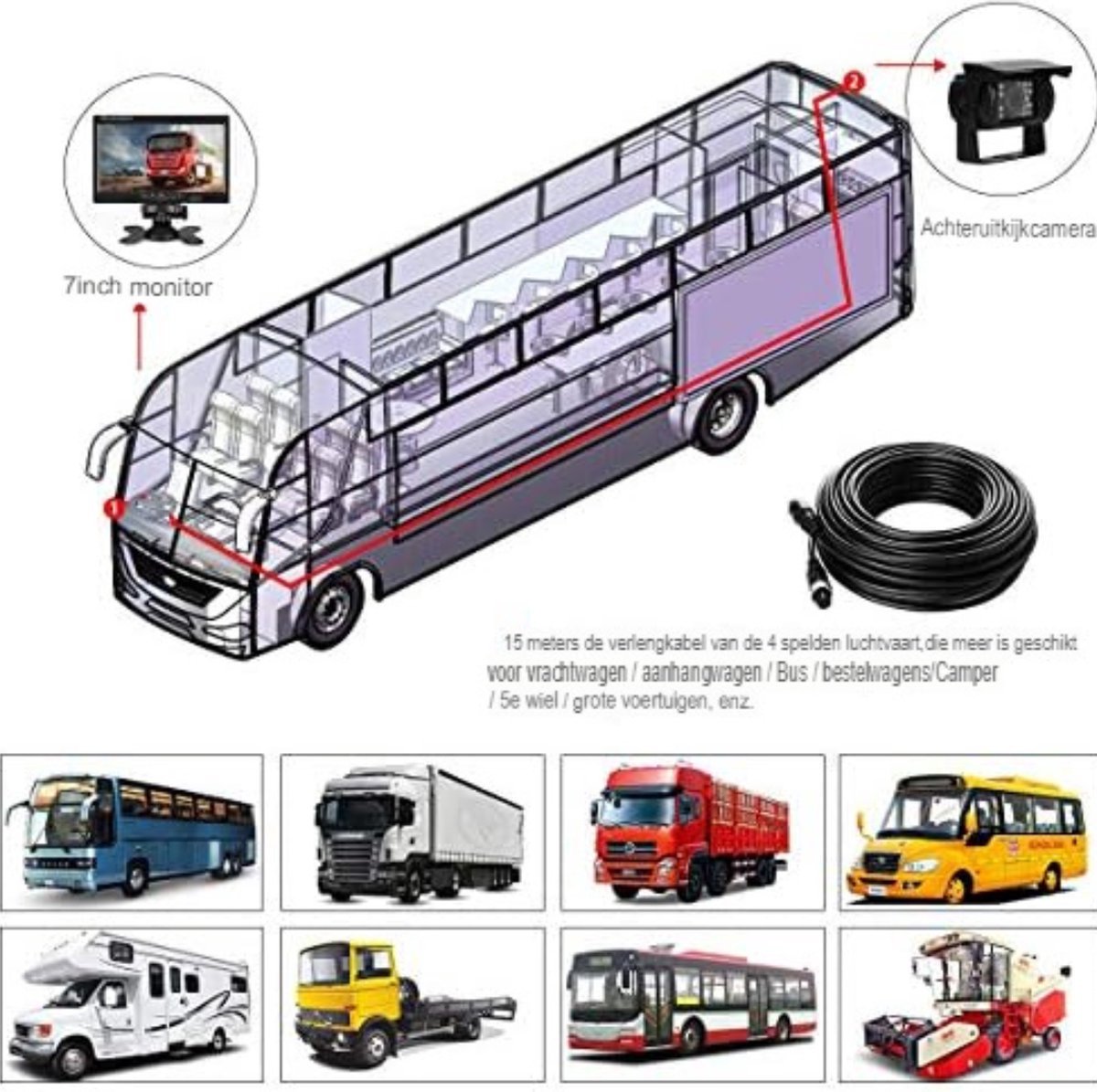 Double Camera De Recul 4k Kit Double Caméra De Recul Avec écran 7" - Vision Nocturne - Étanche IP69 - Câble 5/10/15m - Pour Camping-car/camion Camera De Recul 710dwb