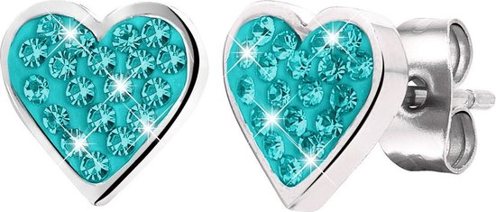Boucles d'oreilles enfant acier coeur cristal zircon bleu