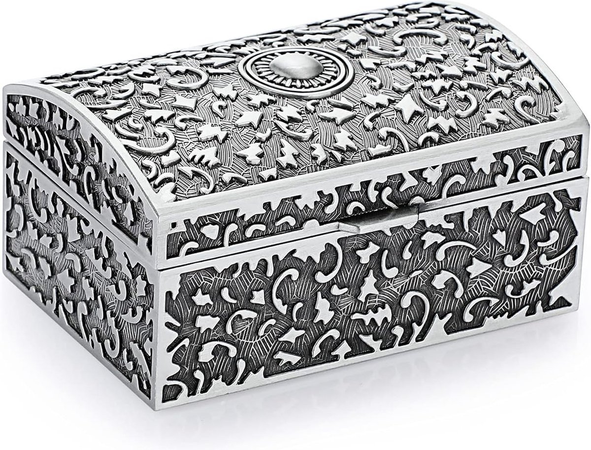 Rechthoekige sieradendoos, metalen sieradendoos, sieradendoos, sieradendoos, rechthoekig, voor sieraden van vrouwen, ring, sieradenopslag, cadeau voor Moederdag en bruiloft, verjaardag