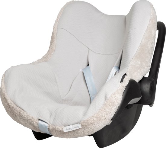 Baby's Only Baby autostoelhoes 0+ Cozy - Geschikt voor Maxi Cosi - Warm Linen - Hoes voor de autostoel met teddystof - Geschikt voor 3- & 5-puntsgordel