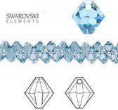Swarovski Elements, bicône suspendue (6301), 8 mm, aigue-marine. Par 24 pièces