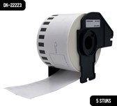 DULA Brother Compatible DK-22223 - Doorlopende labelrol - 5 rollen - 50 mm x 30,48 m - Zwart op wit - Papier