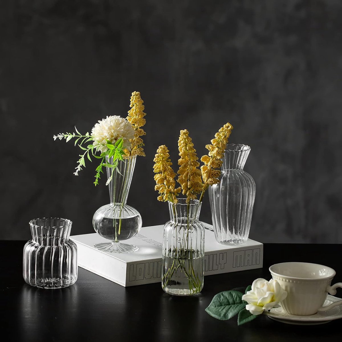 Lot De 12 Mini Vases En Verre - Vases Déco Table Avec Motifs Bohème - Pour Fleurs Fraîches Ou Artificielles