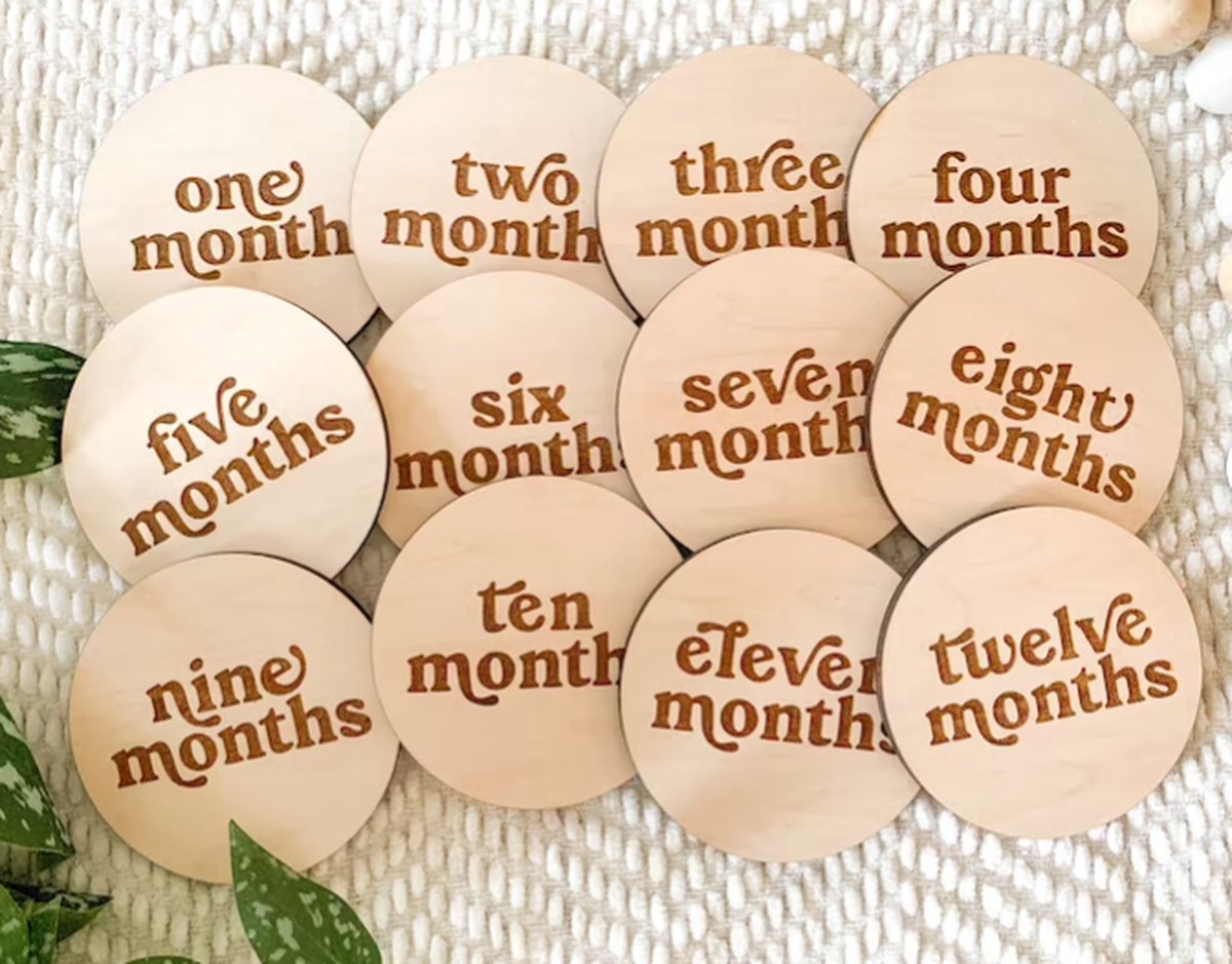 14 Houten Mijlpaalkaarten Baby - Babyshower cadeau - Kraamcadeau Jongen en meisje - milestone cards