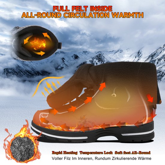 Winter Sneeuwlaars Dames - Waterdichte Sneeuwlaarzen - Winter Fleece Gevoerd Warme Winterlaarzen - Snowboots Antislip Outdoor - Zwart - Maat 39