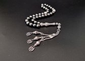 Handgemaakte Tasbih Zilver 925 en Natuursteen "Hematiet" -Tasbih met tassel "Druppels"-Mooi cadeau voor Moederdag, Vaderdag, vrienden en familie