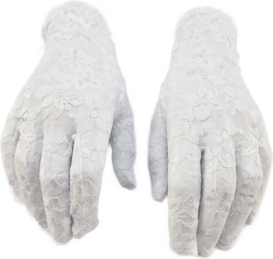 BamBella® - Handschoenen Wit kant Kort - dames -