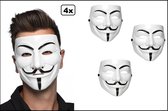 4x Masque Protest noir/blanc - Carnaval Vendetta défilé fête à thème festival amusant masque anonyme