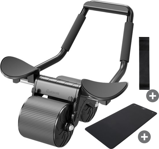 Gatson - Ab Roller - Buikspiertrainers - Ab wheel - Buiktrainer - Inclusief Weerstandsband en Kniemat - Zwart