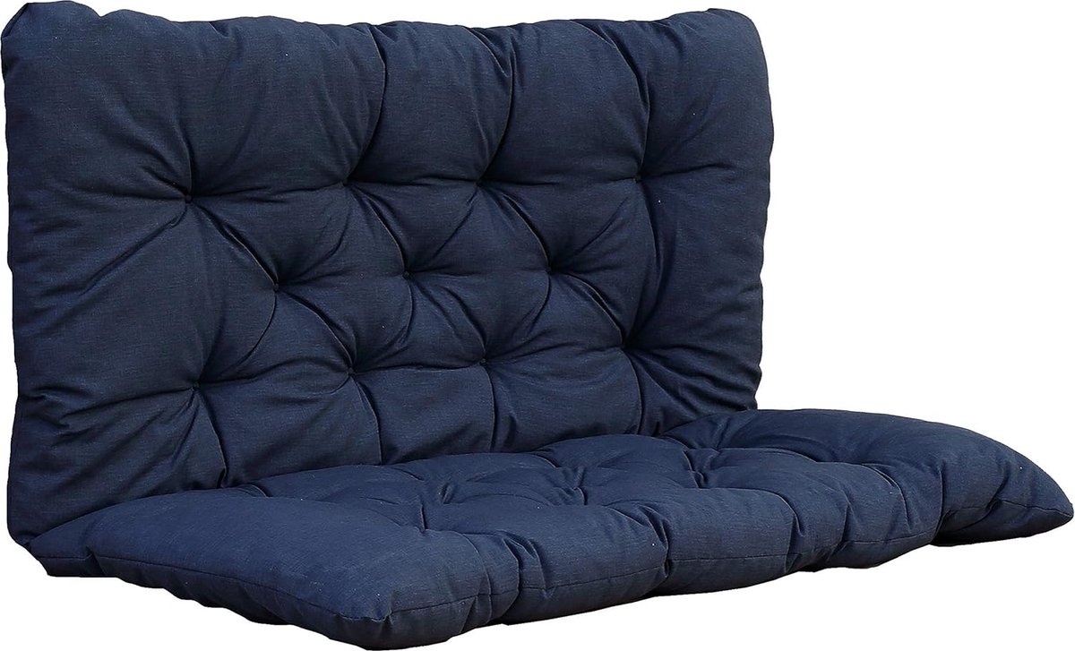Bankkussen met rug - Loungeset kussen - Comfortabel buiten zitten - Doorgestikte vulling - 100 x 98 cm - Donkergrijs