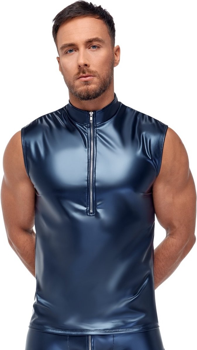 Metallic Wetlook Mannen Shirt Mat