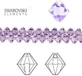 Swarovski elements, 24 stuks hangende bicone (6301), 8mm, violet AB