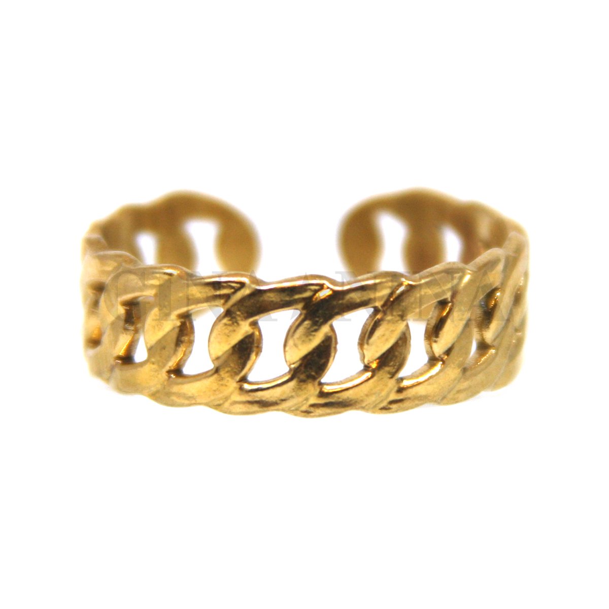 Ring van Goudkleurig stainless steel, Gevlochten ringen, 17 mm, Verstelbaar