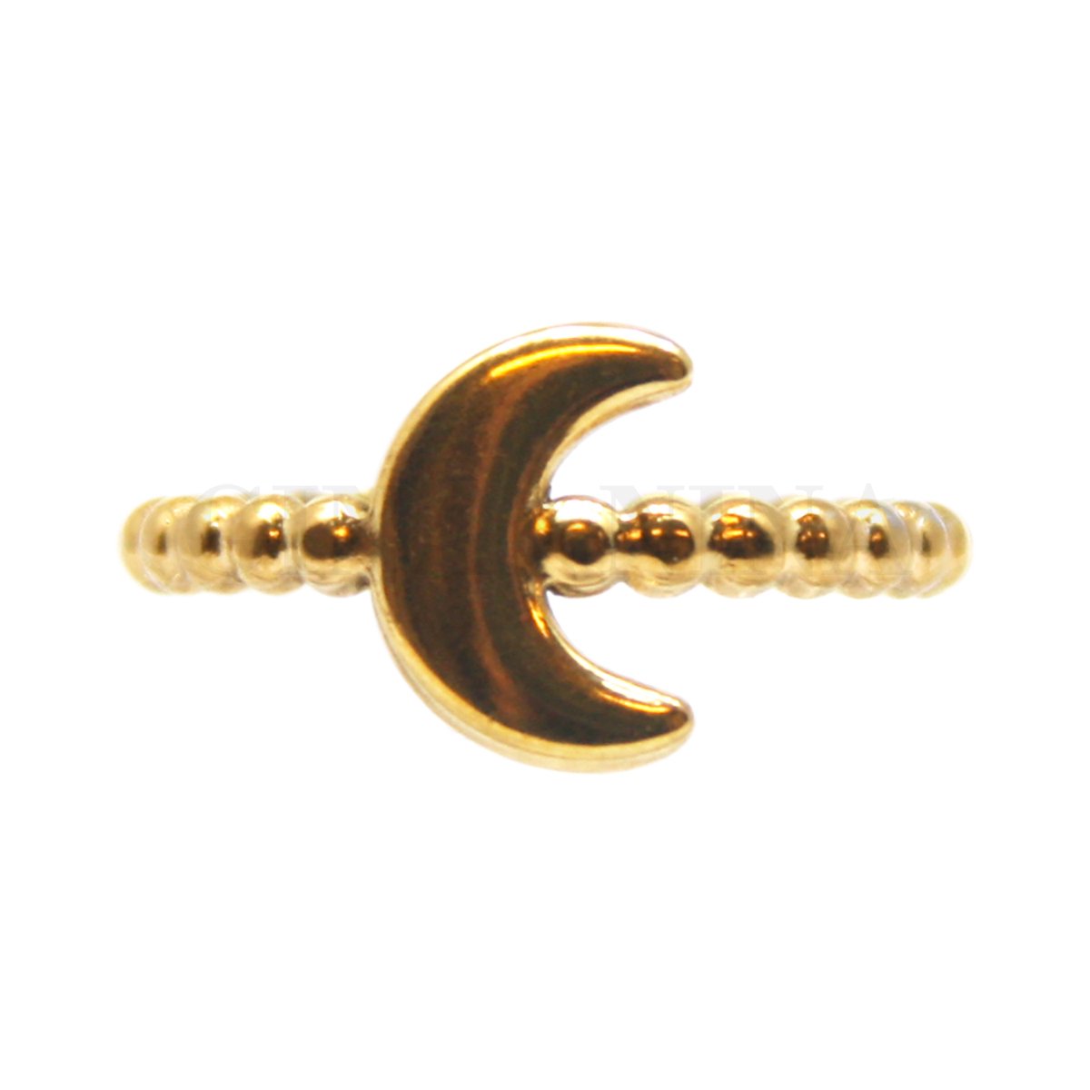 Ring van Goudkleurig stainless steel, Halve maan, 17 mm, Verstelbaar
