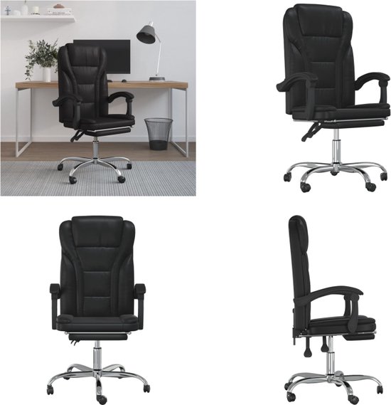 vidaXL Kantoorstoel verstelbaar kunstleer zwart - Verstelbare Bureaustoel - Stoel - Bureaustoel - Computerstoel