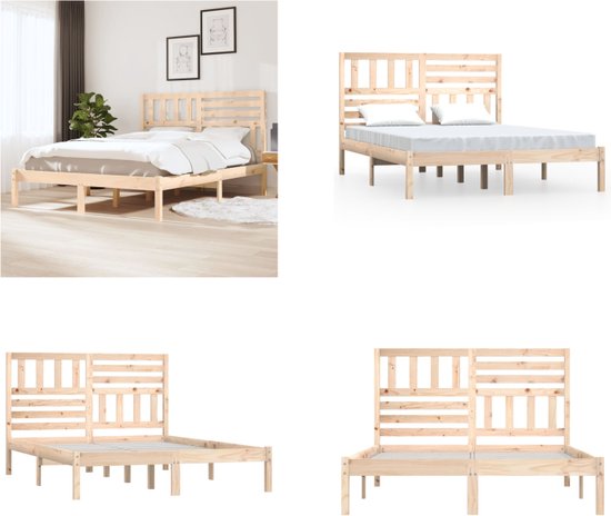 vidaXL Bedframe massief hout 75x190 cm, bed, ledikant, massief houten bedframe, bedbodem, bed frame, slaapmeubel, eenpersoonsbed, bedden, bedbodems