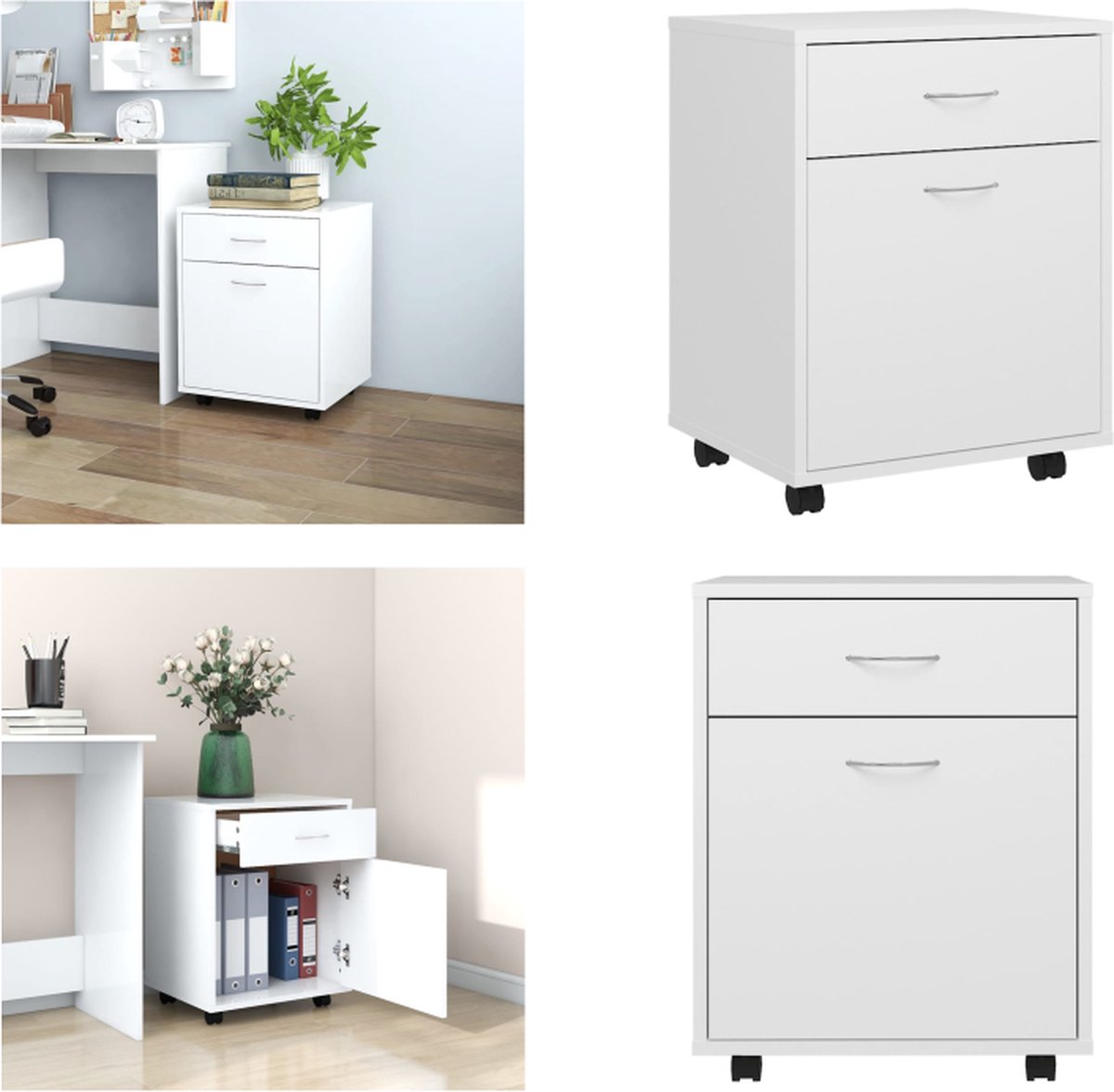 Classeur Mobile VidaXL - Rangement Bureau Avec Roues
