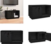 vidaXL Tv-meubel 74x35x44 cm massief grenenhout zwart - Tv-kast - Tv-kasten - Tv-meubel - Hifi-meubel