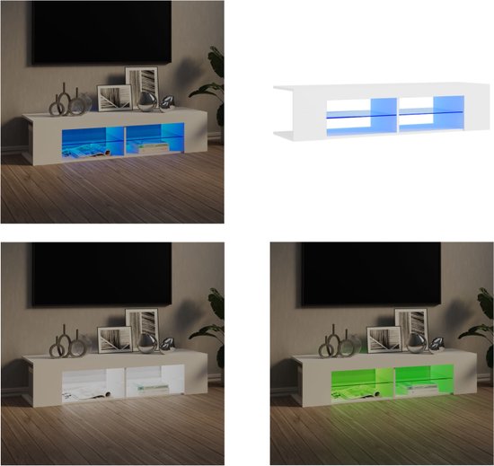 vidaXL Tv-meubel met LED-verlichting 135x39x30 cm wit - Tv-kast - Tv-kasten - Televisiekast - Televisiekasten