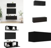 vidaXL 2-delige Tv-meubelset spaanplaat zwart - Tv-kastenset - Tv-kastensets - Tv-kasten - Tv-meubelset