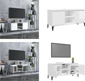 vidaXL Tv-meubel met metalen poten 103-5x35x50 cm hoogglans wit - Tv-kast - Tv-kasten - Tv-standaard - Tv-standaarden