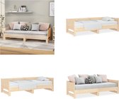 vidaXL Slaapbank uitschuifbaar massief grenenhout 2x(80x200) cm - Uitschuifbare Slaapbank - Uitschuifbare Slaapbanken - Bedbank - Bed