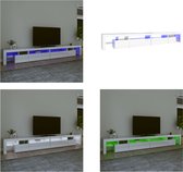 vidaXL Tv-meubel met LED-verlichting 290x36-5x40 cm hoogglans wit - Tv-kast - Tv-kasten - Tv-meubel - Tv-meubel Met LED-verlichting