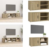 vidaXL Tv-meubels 2 st 80x31-5x36 cm bewerkt hout sonoma eikenkleurig - Tv-kast - Tv-kasten - Tv-meubel - Hifi-meubel