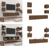 vidaXL 6-delige Tv-meubelset bewerkt hout bruineikenkleurig - Tv-kast - Tv-kasten - Tv-meubel - Hifi-meubel