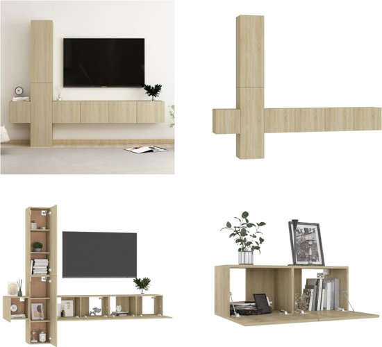 vidaXL 5-delige Tv-meubelset spaanplaat sonoma eikenkleurig - Tv-meubelset - Tv-meubelsets - Tv Meubelset - Tv Meubelsets