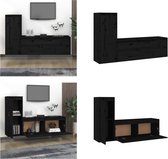 vidaXL Tv-meubelen 2 st massief grenenhout zwart - Tv-kast - Tv-kasten - Tv-meubel - Hifi-meubel