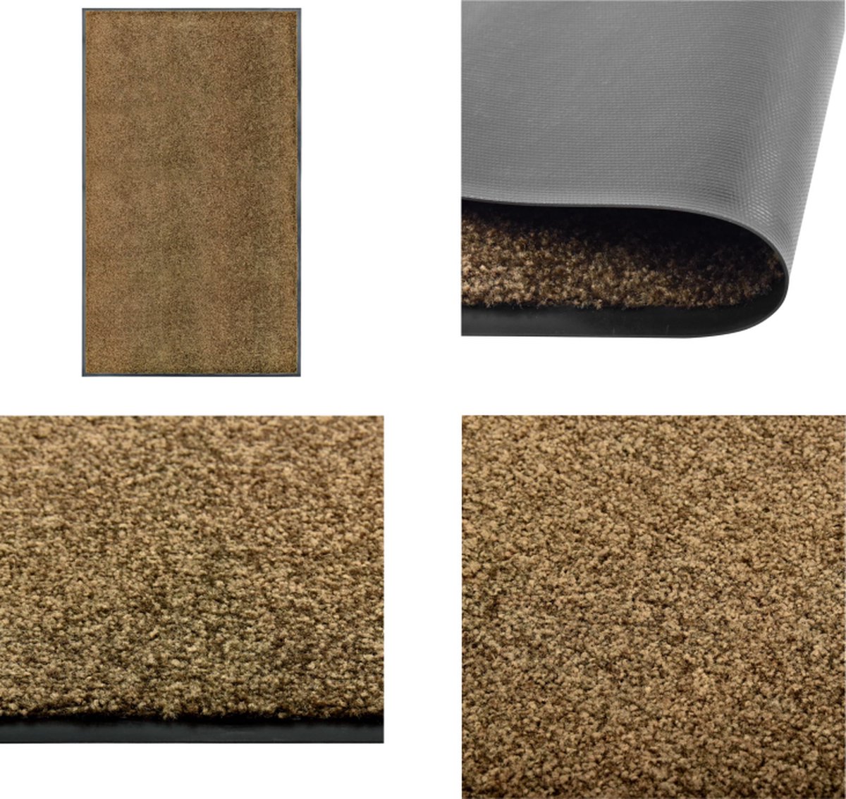VidaXL Deurmat wasbaar 90x150 cm bruin Mat Matten Deurmat Deurmatten