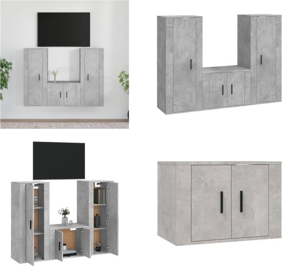 vidaXL 3-delige Tv-meubelset bewerkt hout betongrijs - Tv-kast - Tv-kasten - Tv-meubel - Hifi-meubel