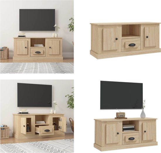 vidaXL Tv-meubel 103,5x30x50 cm bewerkt hout betongrijs, tv kast, wandkast, tv dressoir, opbergkast, tv kastje, tv wandmeubel, wandmeubel, dressoir
