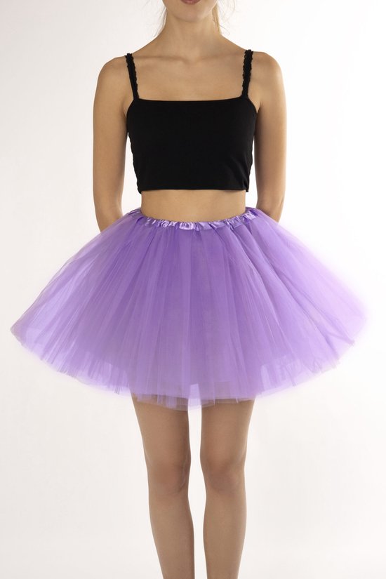 KIMU® Tutu Lila Tule Rokje - Maat XL XXL 3XL - Lichtpaars Petticoat Rok Dames - Onderrok Tulerok Volwassenen Vlinder Fee Festival