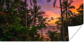 Poster Zonsondergang - Palmbomen - Strand - 120x60 cm