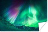 Noorderlicht in Alaska Poster 90x60 cm - Foto print op Poster (wanddecoratie woonkamer / slaapkamer) / Nacht Poster