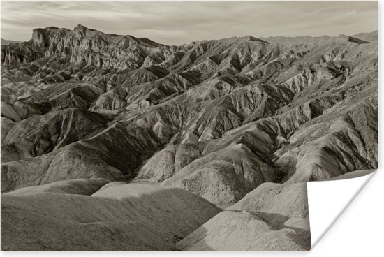 Poster Sepia van Zabriskie Point Californië druk - 60x40 cm