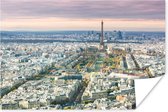 Luchtfoto Parijs met de Eiffeltoren Poster 60x40 cm - Foto print op Poster (wanddecoratie woonkamer / slaapkamer) / Europa Poster