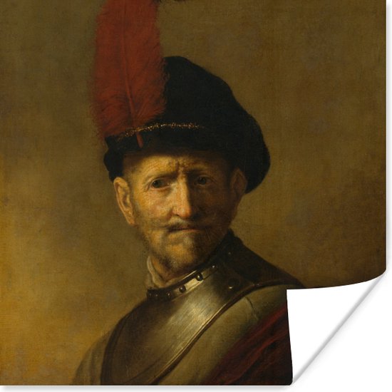 Affiche Portrait d'homme - Rembrandt van Rijn - 100x100 cm XXL