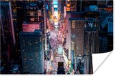 Luchtfoto van het verkeer in New York in de nacht Poster 120x80 cm - Foto print op Poster (wanddecoratie woonkamer / slaapkamer) / Noord-Amerika Poster