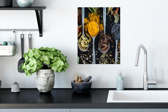 Affiche Herbes sur cuillères - 30x40 cm