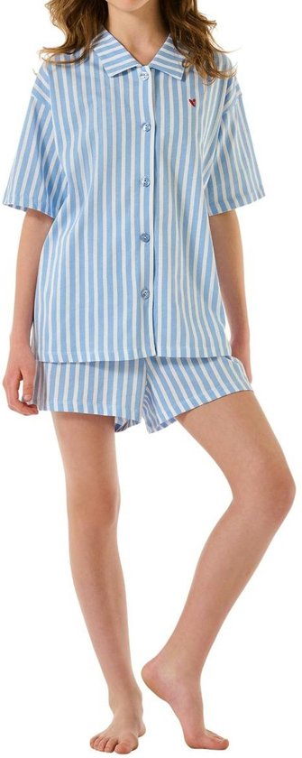 Schiesser Pyjama korte broek - 802 Blue - maat 134/140 (134-140) - Meisjes Kinderen - 100% katoen- 178970-802-134-140