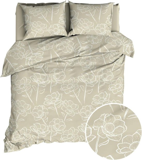 Housse de couette Romanette Katoen Beige L 240 x L 200 cm/L 240 x L 220 cm Lits jumeaux