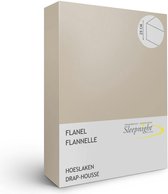 Sleepnight Hoeslaken - Flanel - (hoekhoogte 25 cm ) café au lait - B 180 x L 220 cm - Lits-jumeaux - Geschikt voor Standaard Matras - 957632-B 180 x L 220 cm