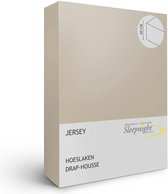 Sleepnight Hoeslaken - Jersey - (hoekhoogte 30 cm ) café au lait - B 160 x L 200 cm - Lits-jumeaux Strijkvrij - Geschikt voor Standaard Matras/Boxspring/Matras + Topper - 639899-B 160 x L 200 cm