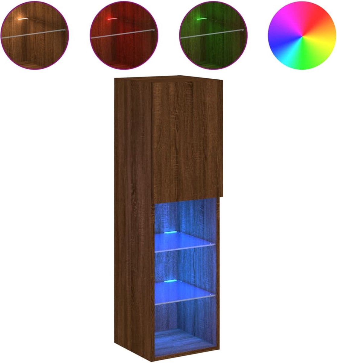 vidaXL - Tv-meubel - met - LED-verlichting - 30,5x30x102 - cm - bruin - eikenkleur