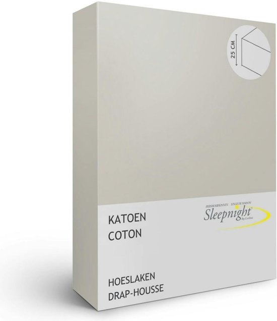Sleepnight Hoeslaken - Katoen - (hoekhoogte 25 cm ) gris - B 180 x L 200 cm - Lits-jumeaux - Geschikt voor Standaard Matras - 517630-B 180 x L 200 cm