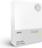 Sleepnight Hoeslaken - Jersey - (hoekhoogte 30 cm ) blanc - B 100 x L 200 cm - 1-persoons Strijkvrij - Geschikt voor Standaard Matras/Boxspring/Matras + Topper - 517145-B 100 x L 200 cm